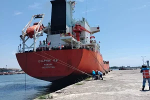 Kapal pengangkut CPO dari Pelabuhan Krueng Geukueh Aceh Utara menuju Tuticorin India, di Aceh Utara, Aceh, Jumat (25/7/2025). ANTARA/HO