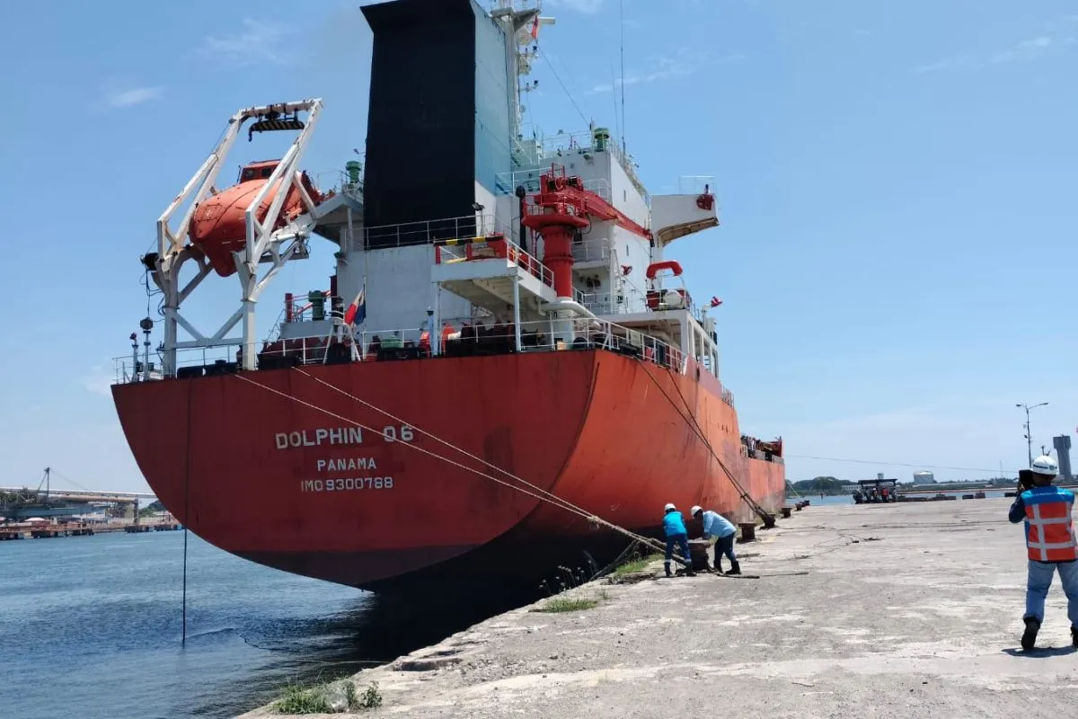 Kapal pengangkut CPO dari Pelabuhan Krueng Geukueh Aceh Utara menuju Tuticorin India, di Aceh Utara, Aceh, Jumat (25/7/2025). ANTARA/HO